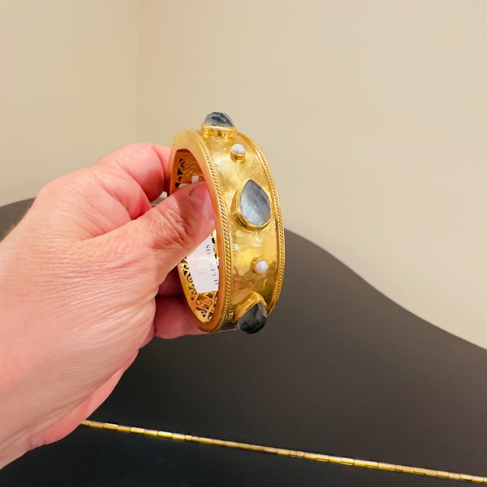 NWT Authentic Luxury Bohemian Julie Vos Cannes Gemstone Statement Hinge Bangle - Picture 15 of 17